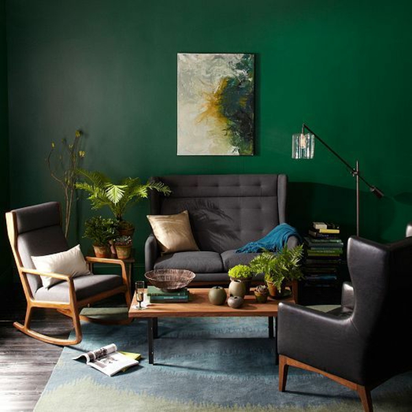 grün farbideen wandgestaltung sessel sofa