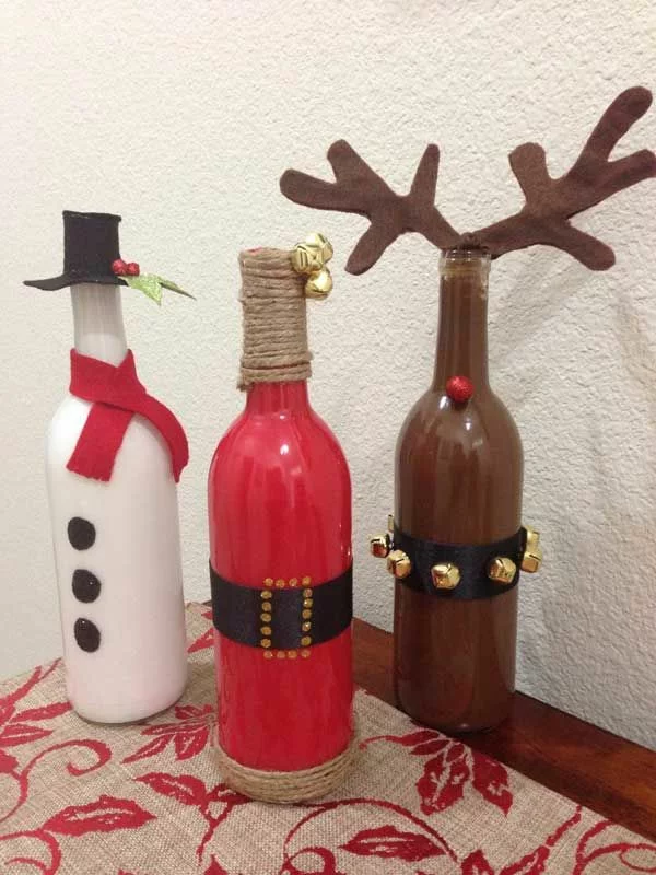 weihnachtsdeko mit flaschen weihnachtsbasteln weihnachtsdeko ideen