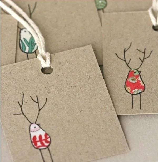 DIY Weihnachtskarten basteln abstrakte Weihnachtshirsche auf Papier