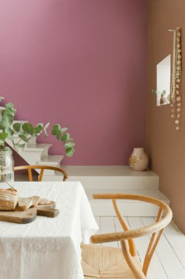 wohnideen für wohnzimmer farben wandgestaltung altrosa