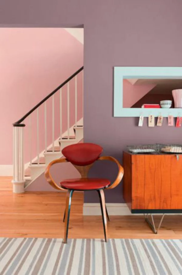 wohnideen für wohnzimmer  treppe farben wandgestaltung kombiniert