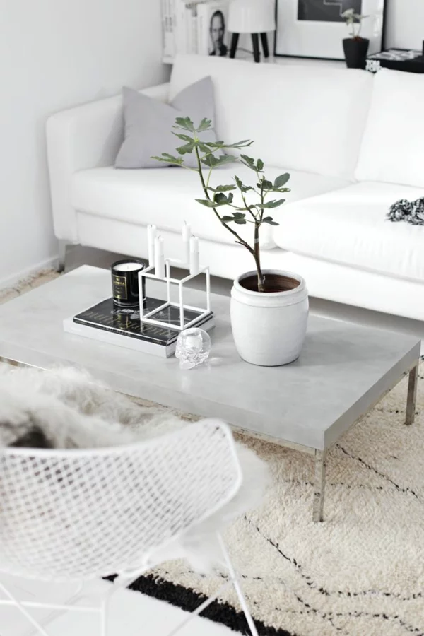 wohnzimmer modern skandinavisch einrichten couchtisch betonoptik