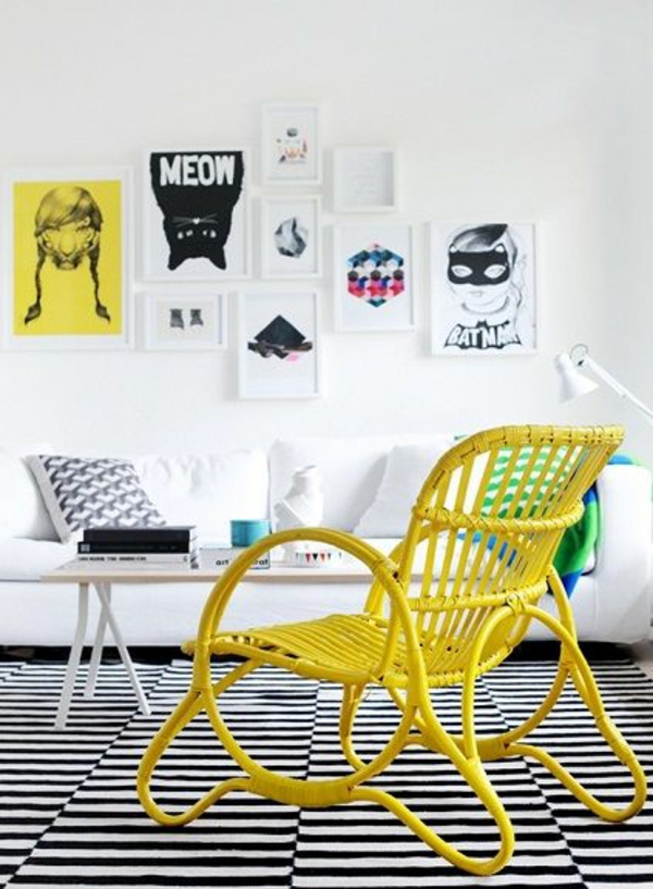 wohnzimmermöbel rattan lounge möbel flechtmöbel stuhl in gelb