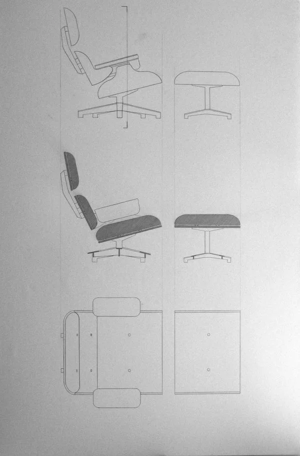 Charles Eames Lounge Chair designer sessel skizze