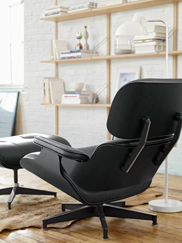 Charles Eames Lounge Chair ledersessel komplett schwarz