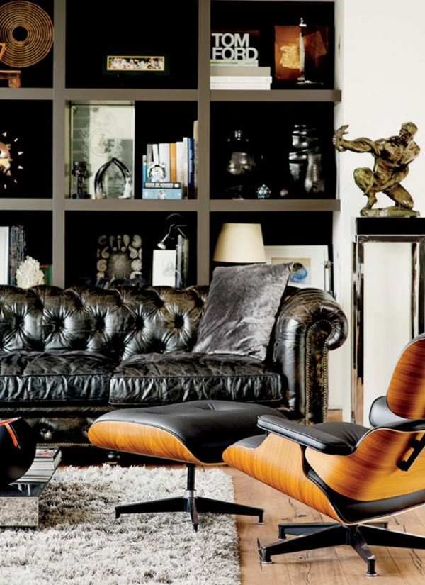 Charles Eames Lounge Chair wohnzimmermöbel ledersessel sofa schwarz