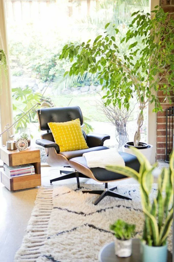 Eames Lounge Chair ledersessel zimmerpflanzen