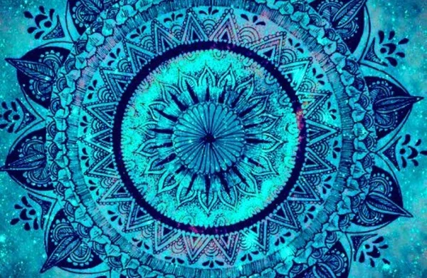 Mandala zum Ausdrucken leuchtendes Blau 