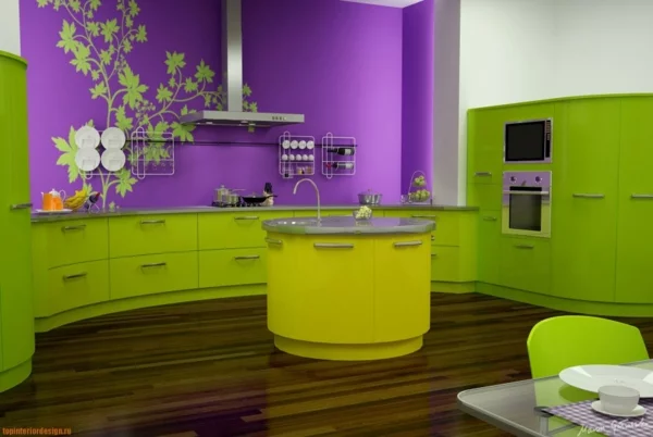 Wandfarben küche kombinieren komplementärfarben grün lila