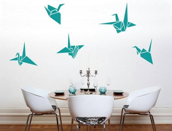  Wandfarben kombinieren komplementärfarben origami vogel