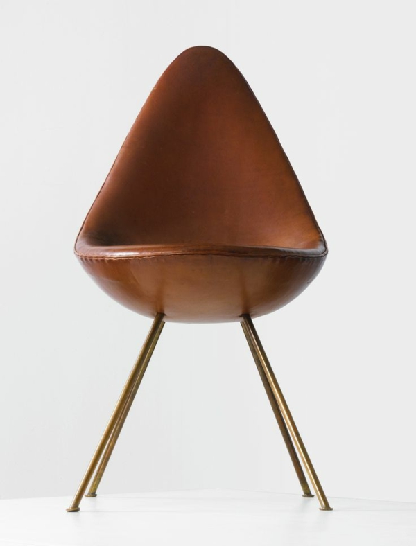 dänisches design möbel Arne Jacobsen drop chair braun leder