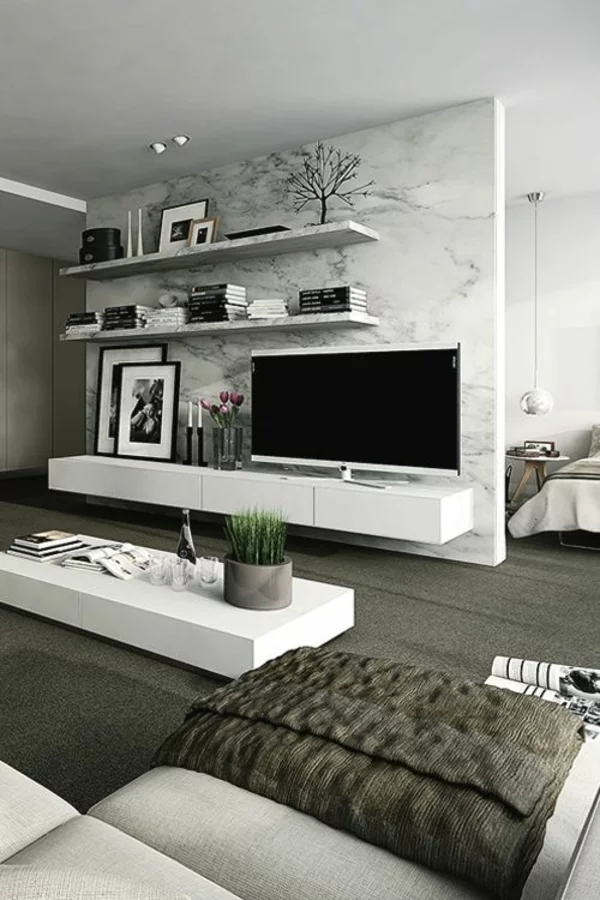 bilder rahmen bücher fernsehschrank ikea modern wohnzimmer