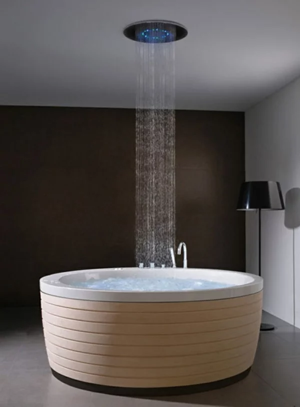 freistehende badewanne regendusche rund modern