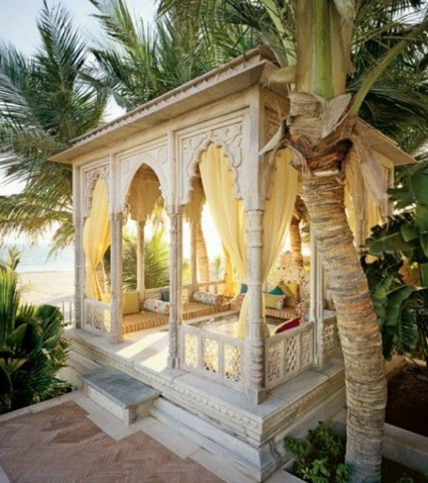 gartenpavillon weiß holz marmor orientalisch