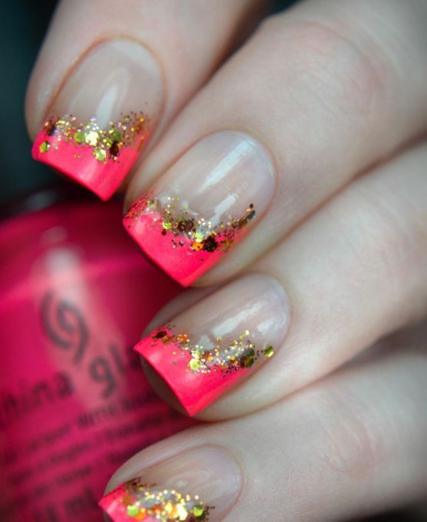 gel nagel muster pink gold