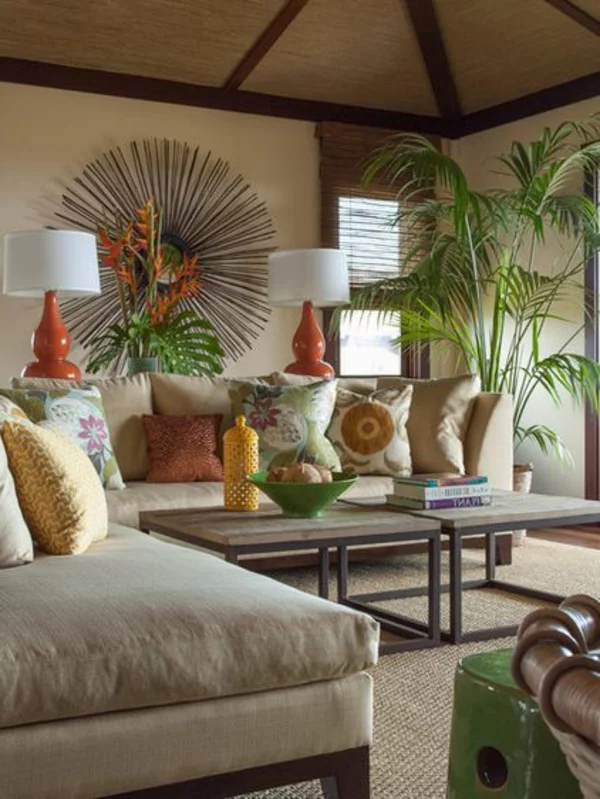 kentia-palme neutrale farben wohnzimmer
