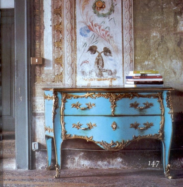 luxus möbel blau kommode italienisch