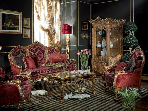 luxus möbel italienisch rot samt reichlich verziert 