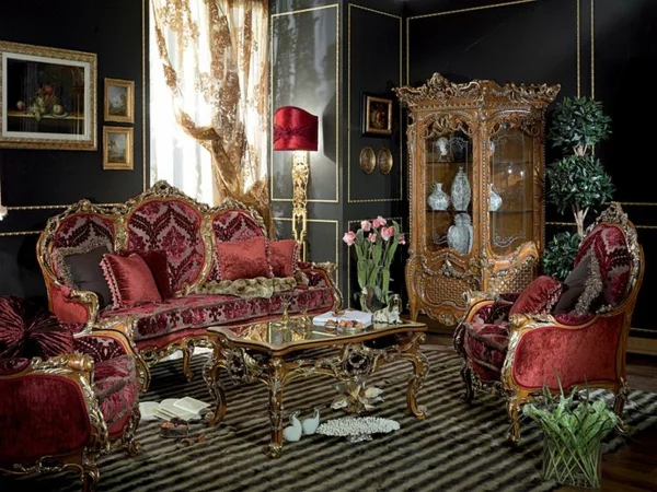 luxus möbel italienisch rot samt reichlich verziert 