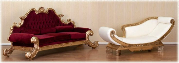 luxus möbel klassisch weiß rot