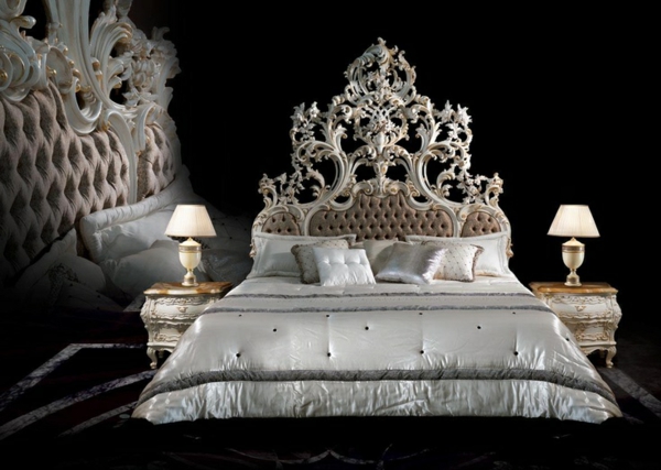 luxus möbel kopfteil bett weiß bettwäsche nachttische