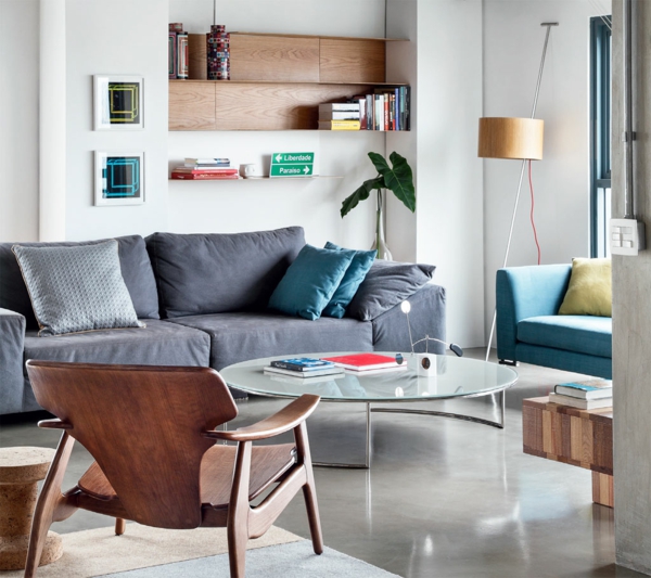 naturholz glas tischplatte rund couch möbel wohnzimmer