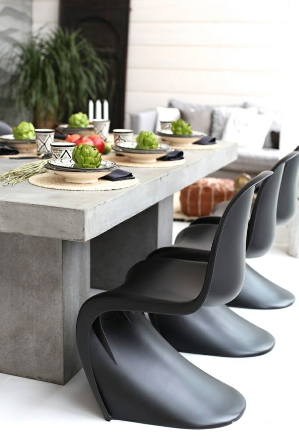panton stuhl esszimmer möbel designer stühle beton tisch