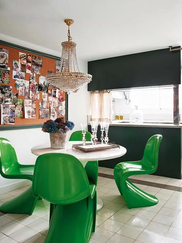 panton chair grün designer stühle esszimmer möbel runder tisch