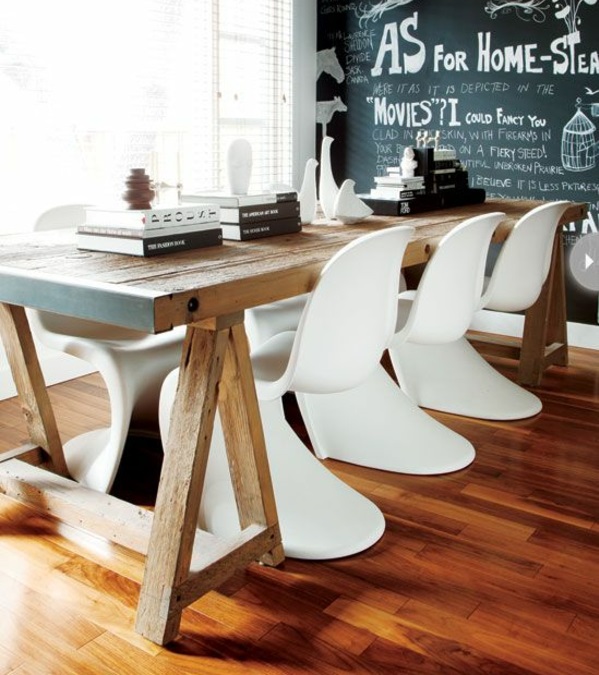 panton chair weiß designer stühle esszimmer möbel holztisch