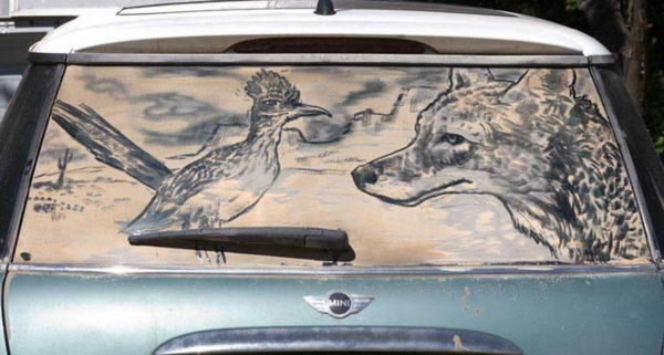 schmutzige autos kunst staub gemälde hahn wolf
