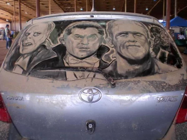 schmutzige autos kunst staub gemälde horror