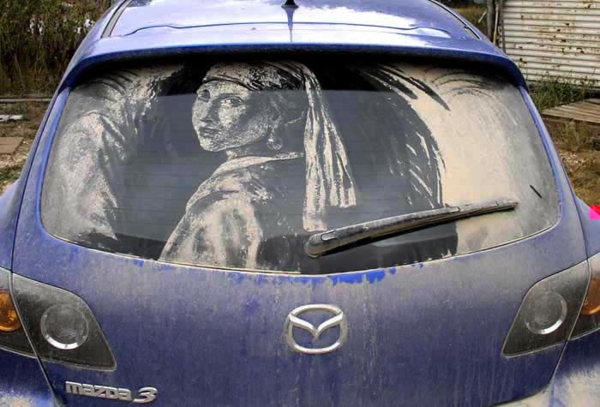 schmutzige autos kunst staub gemälde perlen ohrringe