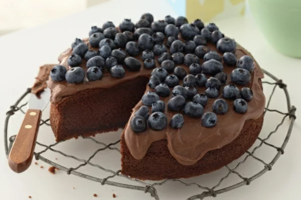 schokoladenkuchen glasur blaubeeren
