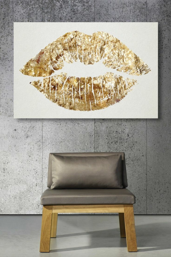 wanddekoration bilder golden küssen