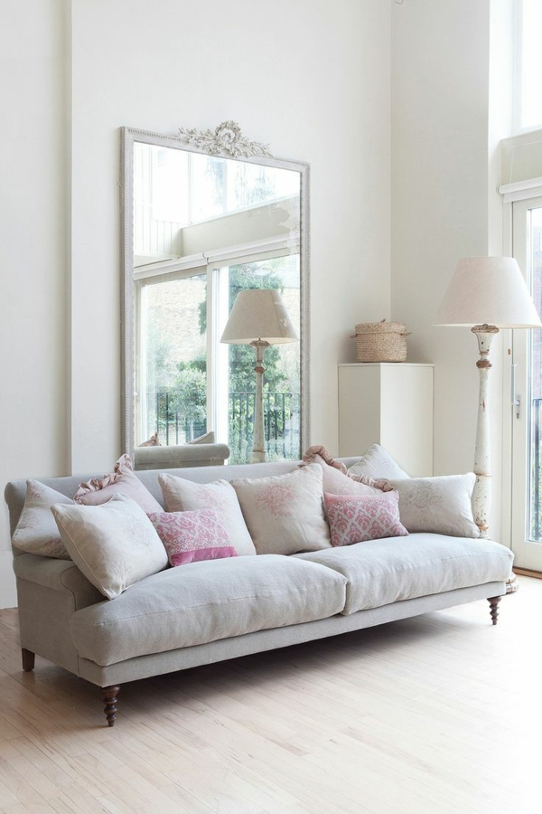 wohnzimmer pastellfarben lampen günstig design sofa grau