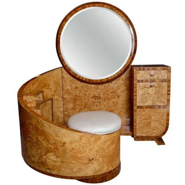 Art Deco möbel rund spiegel korken toilettentisch