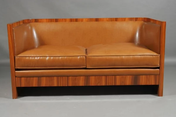 Art Deco Stil leder sofa braun