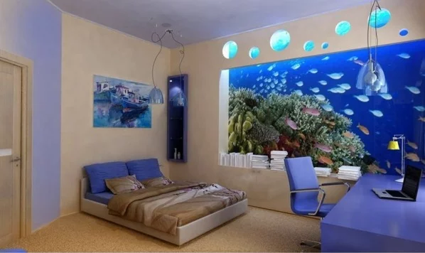 Brillante bett Aquarium Dekoration schlafzimmer