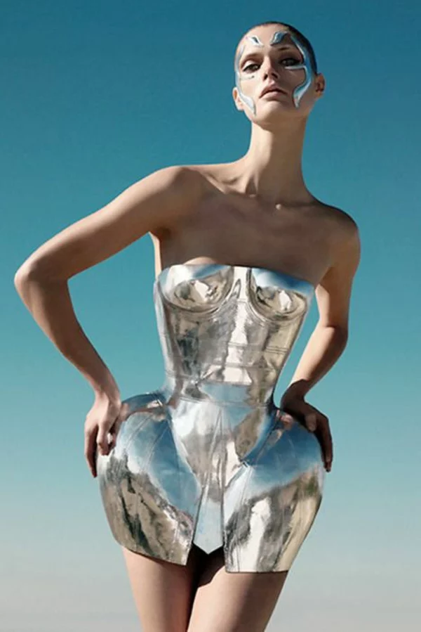 Kleid glanz eigenart Silber metall kollektion