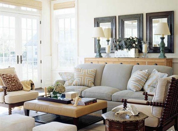 Farben für Wohnzimmer 2015 grau sofa ledertisch moderne 