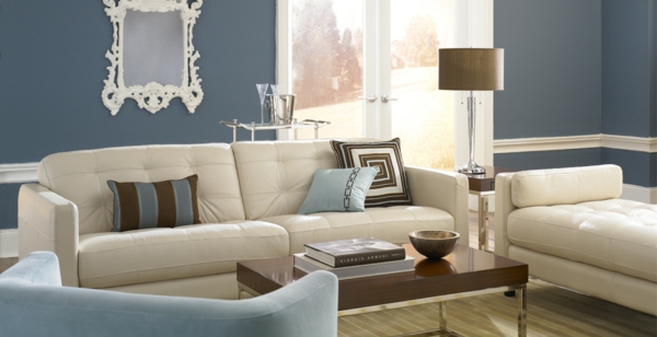Moderne Farbgestaltung für Wohnzimmer 2015 weiß leder