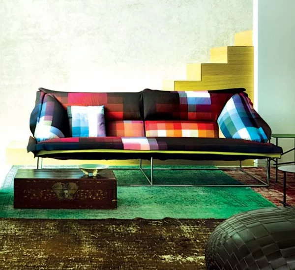 Sofa Design kissen Pixel bunt