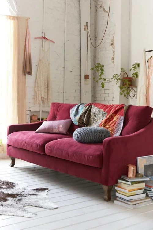 Trendfarbe Marsala inneneinrichtung wohnstil sofa design