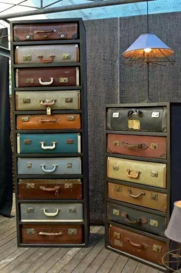 Vintage Look Möbel schubladenschrank alte koffer