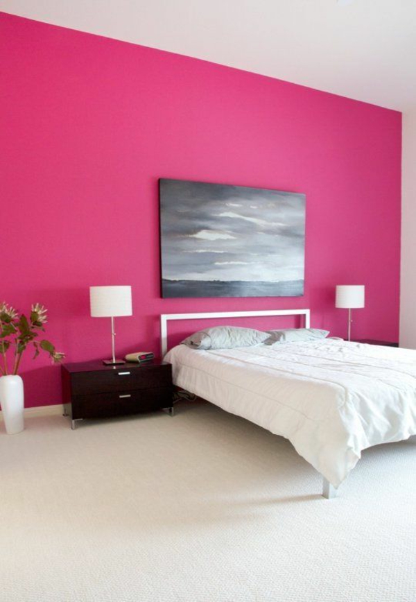 kräftige farben Malerei schlafzimmer bett