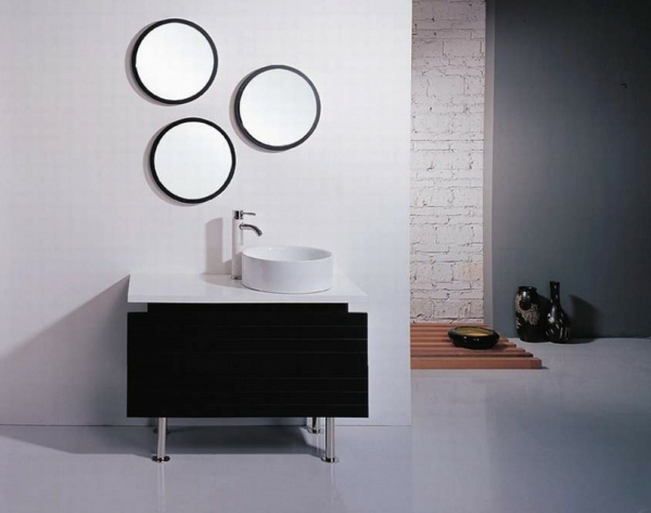 runder badspiegel bad ideen weißes wschbecken rund design badspiegel