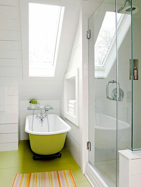 badezimmer gestaltung ideen modern grün badewanne