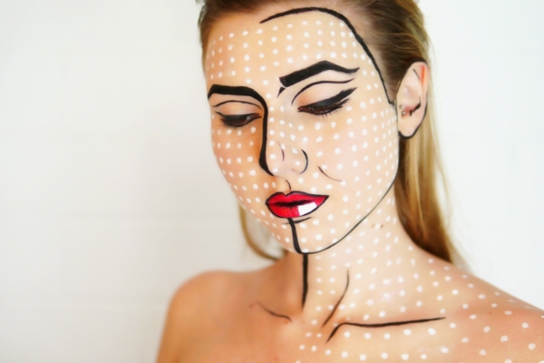 fasching schminken grundlage schminktipps karneval pop art stil
