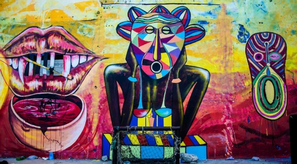 graffiti kunst akkra ghana bunte maske
