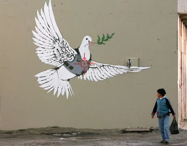 graffiti kunst bethlehem weiße taube